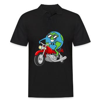 Earth Rides Motorcycle Earth Earth Day - Men's Polo Shirt - black - Front - Kai (181cm)