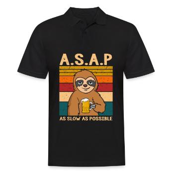 A.S.A.P. As Slow As Possible Faultier - Männer Poloshirt - Schwarz - Vorne - Kai (181cm)