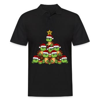 Turtle Christmas Tree - Men's Polo Shirt - black - Front - Kai (181cm)