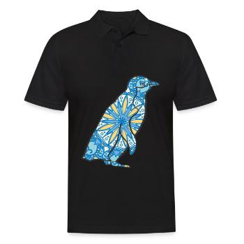 Mandala Pinguin Geometrisches Muster Kunst - Männer Poloshirt - Schwarz - Vorne - Kai (181cm)