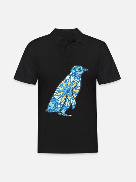Mandala Pinguin Geometrisches Muster Kunst - Männer Poloshirt - Schwarz