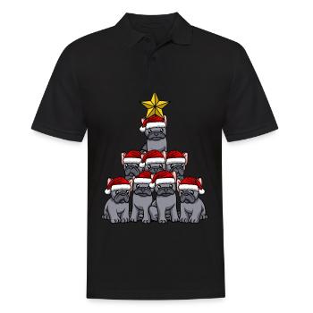 Frenchie Weihnachtsbaum - Männer Poloshirt - Schwarz - Vorne - Kai (181cm)