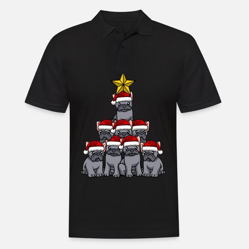 Frenchie Weihnachtsbaum - Männer Poloshirt - Schwarz