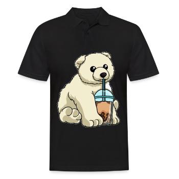 L’ours polaire boit du thé à bulles - Polo Homme - noir - Devant - Kai (181cm)