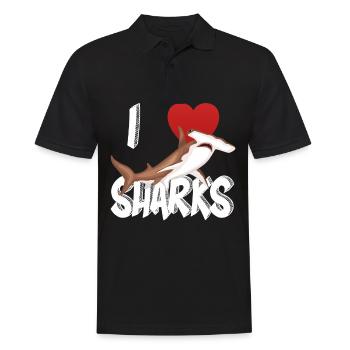 I Love Sharks Cute Novelty Week of the Shark Gift Idea For Shark Lovers Graphic Hammerhead Shark - Men's Polo Shirt - black - Front - Kai (181cm)