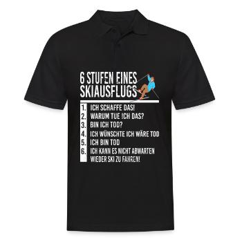 6 Stufen von Ski Fahren Skifahrer Skier Skiurlaub - Männer Poloshirt - Schwarz - Vorne - Kai (181cm)