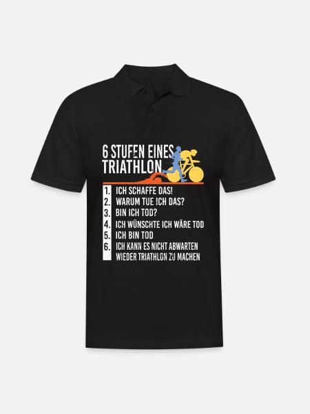 6 Stufen von Triathlon Triathlet Laufen Schwimmen - Männer Poloshirt - Schwarz