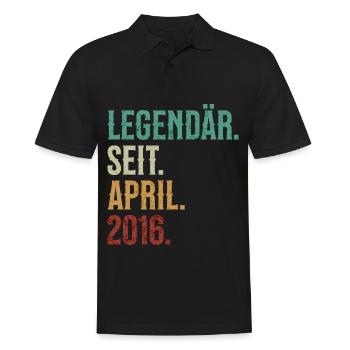 Legendär. Seit. April. 2016. Retro Birthday - Männer Poloshirt - Schwarz - Vorne - Kai (181cm)