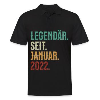 Legendär. Seit. Januar. 2022. Retro Birthday - Männer Poloshirt - Schwarz - Vorne - Kai (181cm)