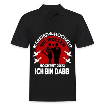 Hochzeit Married 2023 Ich bin dabei Sie wollen - Männer Poloshirt - Schwarz - Vorne - Kai (181cm)