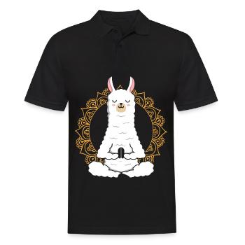 Yoga Llama Alpaca Namaste relaxing animal - Men's Polo Shirt - black - Front - Kai (181cm)