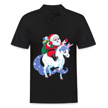 Weihnachtsmann reitet Einhorn Weihnachten Geschenk - Männer Poloshirt - Schwarz - Vorne - Kai (181cm)