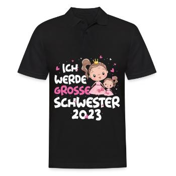 Ich werde eine große Schwester 2023 - Männer Poloshirt - Schwarz - Vorne - Kai (181cm)