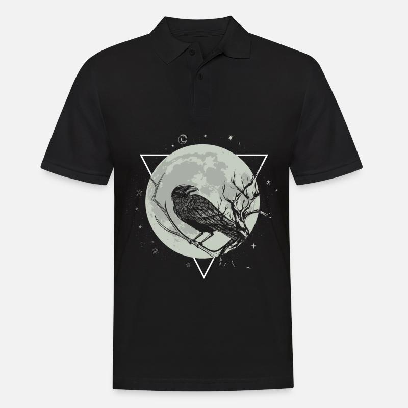 Krähe Mond Schwarze Schwarzer Rabe - Männer Poloshirt - Schwarz