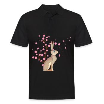 Cherry Blossom Rabbit Japanese Sakura Flower - Men's Polo Shirt - black - Front - Kai (181cm)