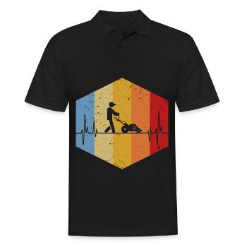 Vintage Herzschlag Rasenmäher Gartenarbeit Gärtner - Männer Poloshirt - Schwarz - Vorne - Kai (181cm)