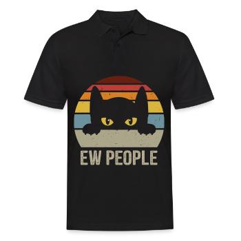 Ew People Sweet Cat Vintage Chats Fun Retro - Polo Homme - noir - Devant - Kai (181cm)