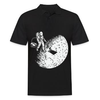 Space Astronaut Vacuum Cleaner Vacuuming Moon - Men's Polo Shirt - black - Front - Kai (181cm)
