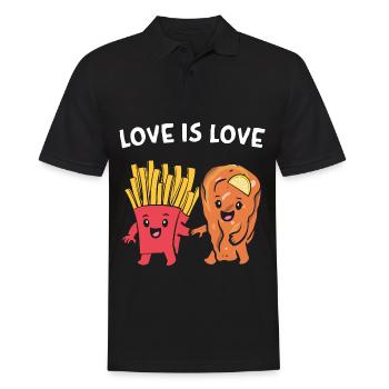Schnitzel mit Pommes Love Is Love Valentinstag - Männer Poloshirt - Schwarz - Vorne - Kai (181cm)