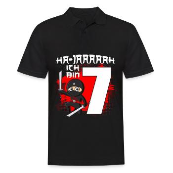 Ich Bin Schon 7 Ninja Junge 7 Jahre 7. Geburtstag - Männer Poloshirt - Schwarz - Vorne - Kai (181cm)