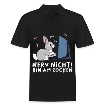 Bin am Zocken Gaming Dackel Hund - Männer Poloshirt - Schwarz - Vorne - Kai (181cm)