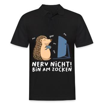 Bin am Zocken Gaming Igel - Männer Poloshirt - Schwarz - Vorne - Kai (181cm)