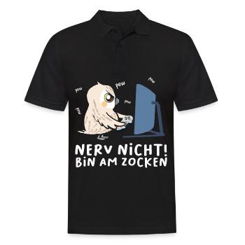 Bin am Zocken Gaming Eule - Männer Poloshirt - Schwarz - Vorne - Kai (181cm)