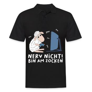 Bin am Zocken Gaming Schaf - Männer Poloshirt - Schwarz - Vorne - Kai (181cm)