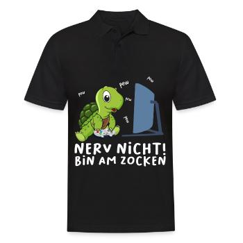 Bin am Zocken Gaming Schildkröte - Männer Poloshirt - Schwarz - Vorne - Kai (181cm)