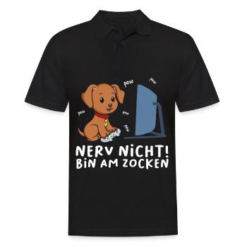 Bin am Zocken Gaming Labrador Hund - Männer Poloshirt - Schwarz - Vorne - Kai (181cm)