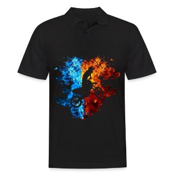 Motocross Fire Flames Motocross Rider Moto - Polo Homme - noir - Devant - Kai (181cm)