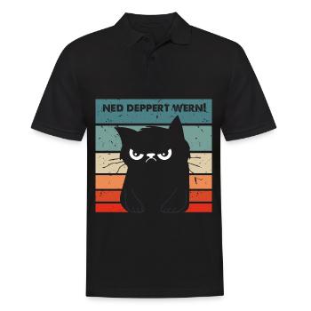 Ned deppert werden Dialekt lustige Katze - Männer Poloshirt - Schwarz - Vorne - Kai (181cm)