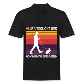 Alle Verrückt Hier Komm Hase Wir Gehen Kaninchen - Männer Poloshirt - Schwarz - Vorne - Kai (181cm)