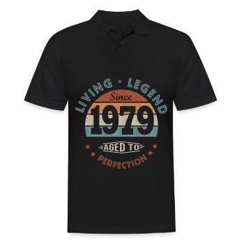legend since 1979 cadeau drôle anniversaire 42 ans - Polo Homme - noir - Devant - Kai (181cm)