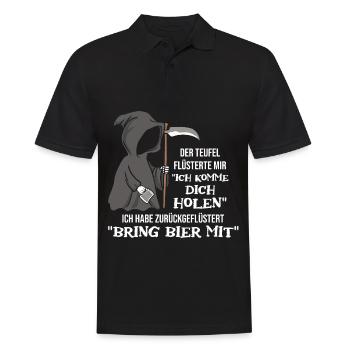 Le diable murmura que je venais vous chercher de la bière - Polo Homme - noir - Devant - Kai (181cm)