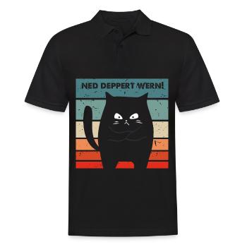 Ned deppert werden Dialekt lustige Katze - Männer Poloshirt - Schwarz - Vorne - Kai (181cm)