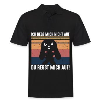 Ich rege mich nicht auf genervter Hase - Männer Poloshirt - Schwarz - Vorne - Kai (181cm)