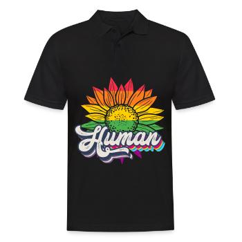 Human Sunflower Rainbow LGBTQ Pride Flag - Men's Polo Shirt - black - Front - Kai (181cm)