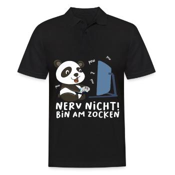 Bin am Zocken Gaming Panda - Männer Poloshirt - Schwarz - Vorne - Kai (181cm)