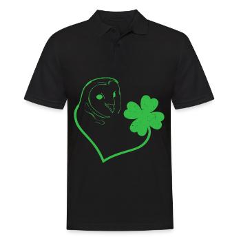 Eule Kleeblatt Herz Kleeblatt - Männer Poloshirt - Schwarz - Vorne - Kai (181cm)