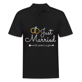 25. Hochzeitstag - Männer Poloshirt - Schwarz - Vorne - Kai (181cm)