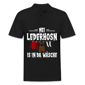 Mei Lederhosn is in da Wäsch Tracht - Männer Poloshirt - Schwarz - Vorne - Kai (181cm)