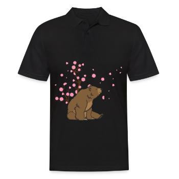 Cherry Blossom Bear Japanese Sakura Flower - Men's Polo Shirt - black - Front - Kai (181cm)