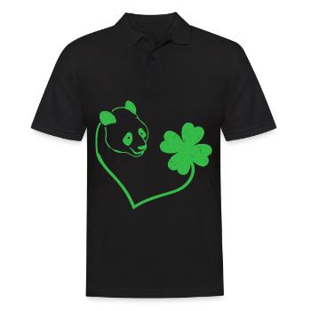 Panda Shamrock Lucky Love Charm - Men's Polo Shirt - black - Front - Kai (181cm)