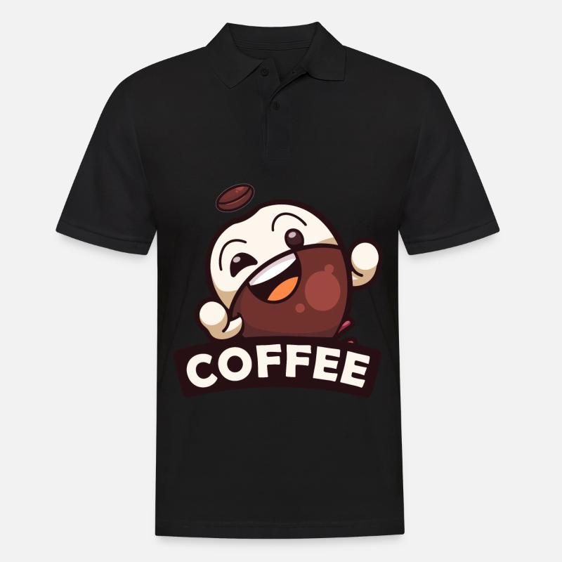 Kaffeebohne Männchen Kaffee - Männer Poloshirt - Schwarz