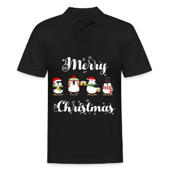Merry Christmas Pinguin Bier - Männer Poloshirt - Schwarz - Vorne - Kai (181cm)