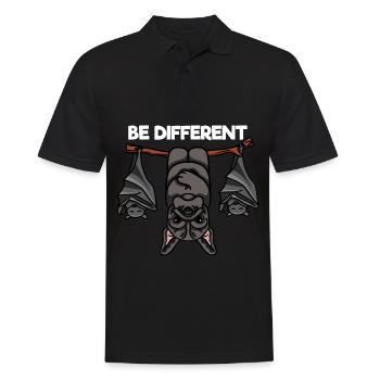 Be Different Bulldogge mit Fledermäusen - Männer Poloshirt - Schwarz - Vorne - Kai (181cm)