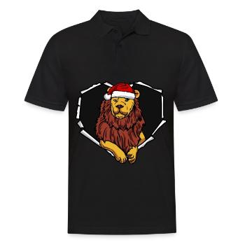 Crack lion with Christmas cap hole - Men's Polo Shirt - black - Front - Kai (181cm)
