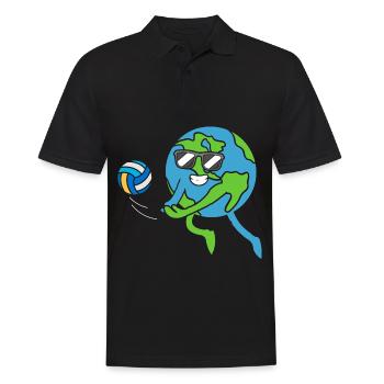 Erde Volleyball Tag der Erde - Männer Poloshirt - Schwarz - Vorne - Kai (181cm)