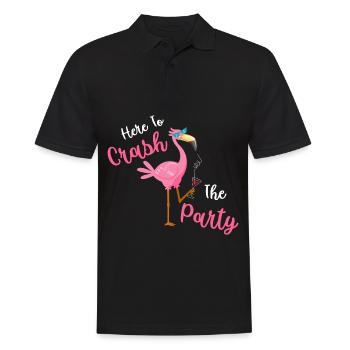 Here To Crash The Party Flamingo - Men's Polo Shirt - black - Front - Kai (181cm)